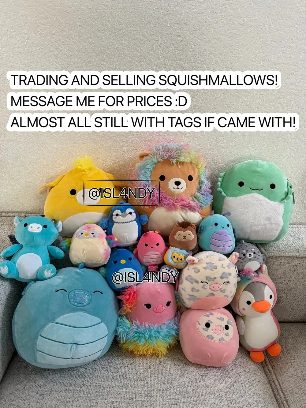 Squishmallows Plush Lot - Pastel Blue Pink Green Yellow Purple